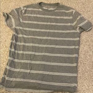 Goodfellow & Co Gray and White Striped Short Sleeve Tee